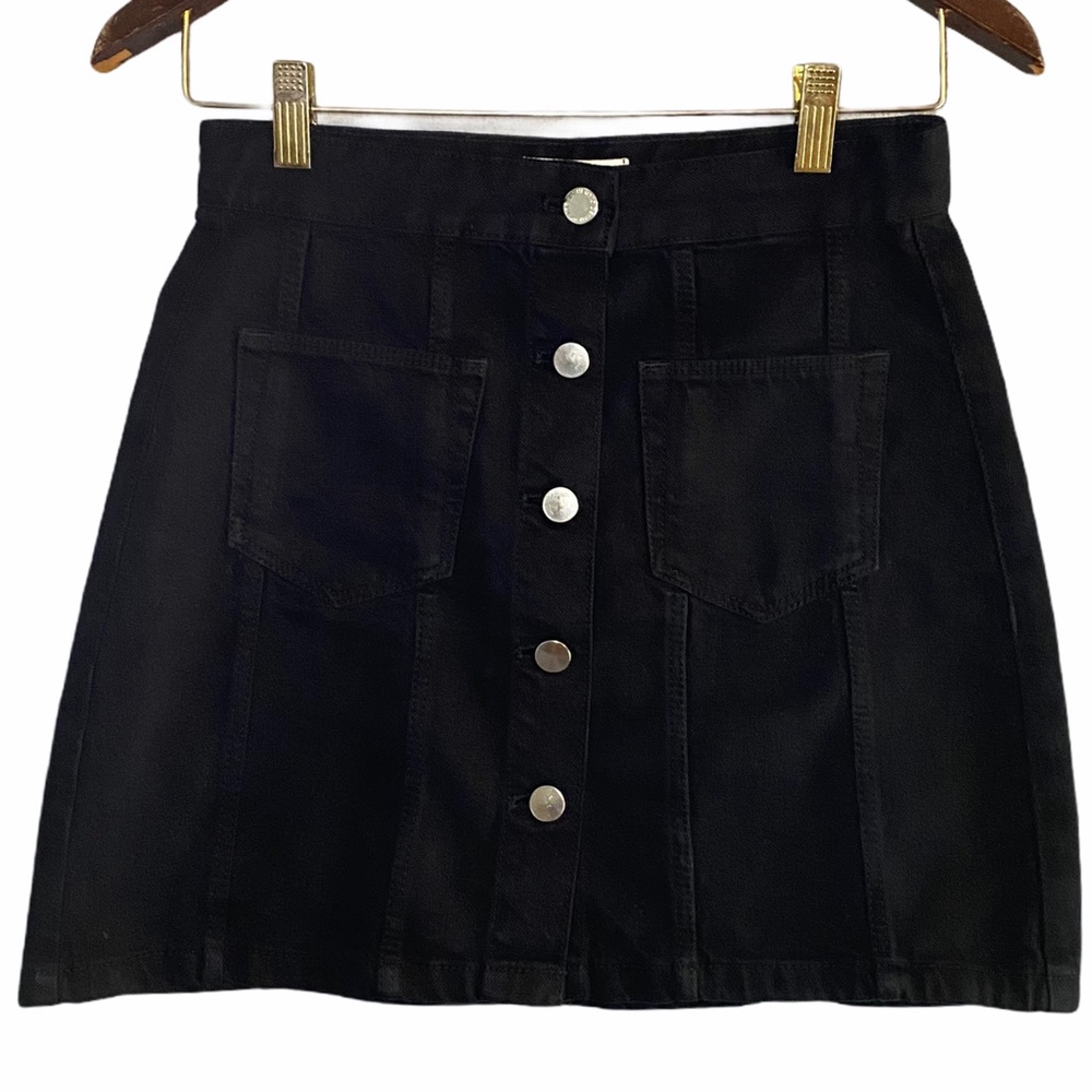 Zara Trafaluc Black Denim Button Front Skirt